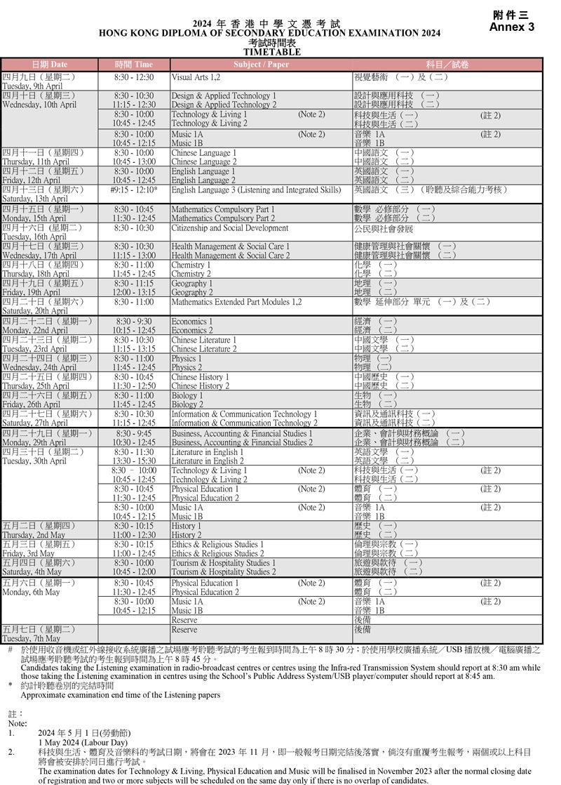 2024年香港DSE考试9月11日开始报名，注意看这些时间节点！