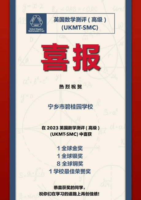 1金1银8铜！宁碧10年级学子喜获英国数学测评（高级）全球金奖！
