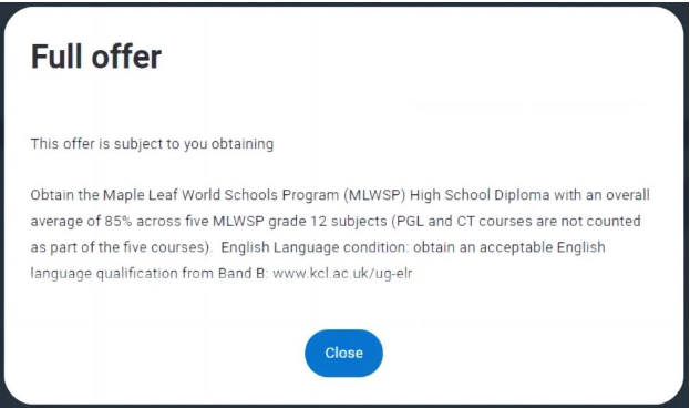 恭喜重庆枫叶国际学校2024届毕业生获伦敦大学国王学院录取！