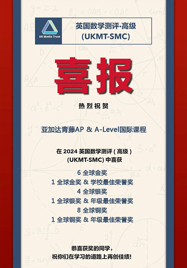 广州亚加达青藤AP和AL国际课程学子在SMC数学竞赛中获全球奖项大满贯！